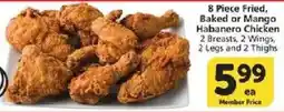 Vons 8 piece fried, baked or mango habanero chicken offer
