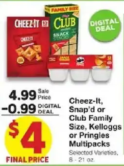 United Supermarkets Cheez-It, Snap'd or Club Family Size, Kellogg's or Pringles Multipacks offer