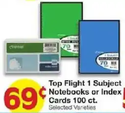 United Supermarkets Top Flight 1 Subject Notebooks or Index Cards offer