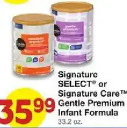 United Supermarkets Signature Select or Signature Care Gentle Premium Infant Formula offer