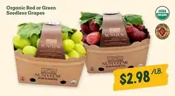 Sprouts Farmers Market Organic Red or Green Seedless Grapes offer