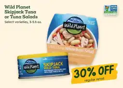 Sprouts Farmers Market Wild Planet Skipjack Tuna or Tuna Salads offer
