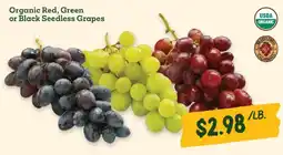 Sprouts Farmers Market Organic Red, Green or Black Seedless Grapes offer
