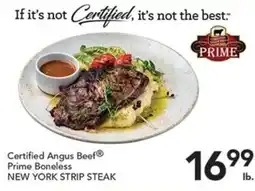 Pete's Fresh Market Certified Angus Beef® Prime Boneless New York Strip Steak offer