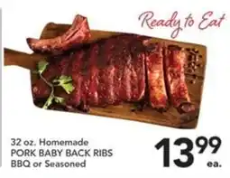 Pete's Fresh Market Homemade pork baby back ribs offer
