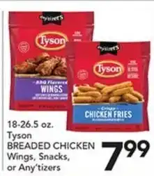 Pete's Fresh Market Tyson breaded chicken wings, snacks, or anytizers offer