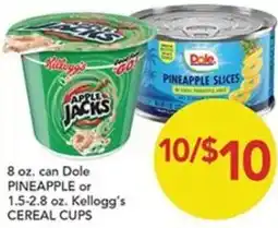 Pete's Fresh Market Dole pineapple slices or Kellogg's cereal cups offer