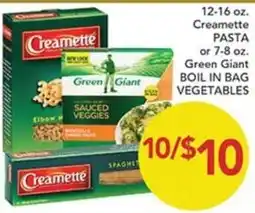 Pete's Fresh Market Creamette pasta or green giant sauced veggies offer