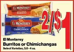 Super Saver El Monterey burritos or chimichangas offer
