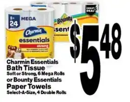 Super Saver Charmin Essentials Bath Tissue or Bounty Essentials Paper Towels offer