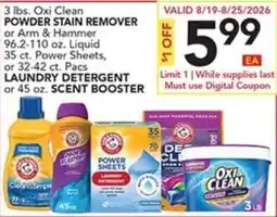 Pete's Fresh Market Oxi Clean powder stain remover or arm & hammer laundry detergent or scent booster offer
