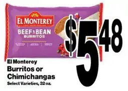 Super Saver El Monterey burritos or chimichangas offer