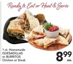 Pete's Fresh Market Homemade Quesadillas or Burritos offer
