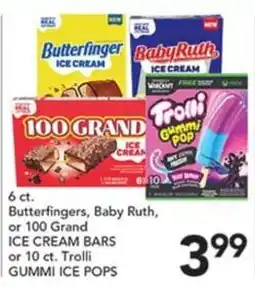 Pete's Fresh Market Butterfinger, Baby Ruth, or 100 Grand Ice Cream Bars or 10 ct. Trolli Gummy Ice Pops offer