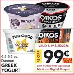 Pete's Fresh Market Dannon Greek Yogurt offer