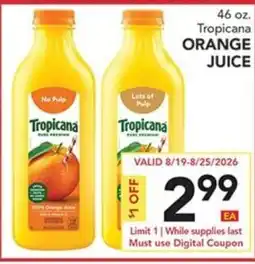 Pete's Fresh Market Tropicana orange juice offer