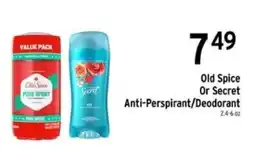 Brookshire's Old Spice Or Secret Anti-Perspirant/Deodorant offer