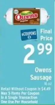 Brookshire's Owens Sausage offer