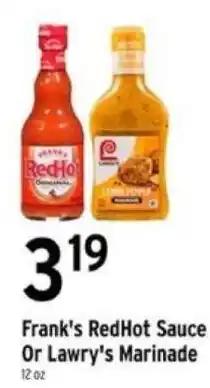 Brookshire's Frank's RedHot Sauce Or Lawry's Marinade offer