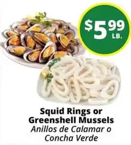 Rancho Markets Squid Rings or Greenshell Mussels offer