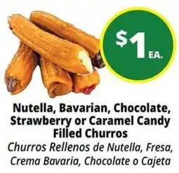 Rancho Markets Nutella, Bavarian, Chocolate, Strawberry or Caramel Candy Filled Churros offer