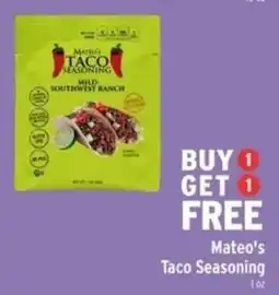 Brookshire's Mateo's Taco Seasoning offer