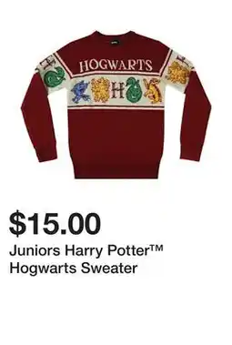 Five Below Juniors Harry Potter Hogwarts Sweater offer