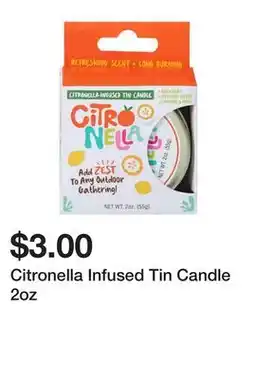 Five Below Citronella Infused Tin Candle 2oz offer