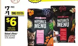 Dollar General Nature's Menu Dog or Cat Food offer