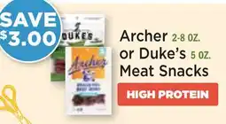 Heinen's Archer 2-8 OZ. or Duke's 5 OZ. Meat Snacks offer