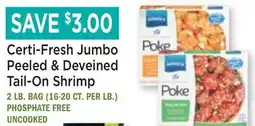 Heinen's Certi-Fresh Jumbo Peeled & Deveined Tail-On Shrimp offer