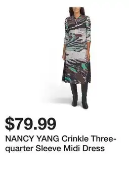 Marshalls NANCY YANG Crinkle Three-quarter Sleeve Midi Dress offer