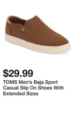 Marshalls TOMS Men's Baja Sport Casual Slip On Shoes With Extended Sizes offer