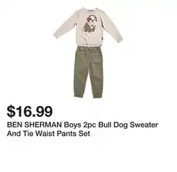 Marshalls BEN SHERMAN Boys 2pc Bull Dog Sweater And Tie Waist Pants Set offer