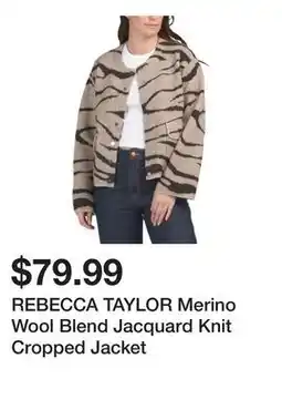 Marshalls REBECCA TAYLOR Merino Wool Blend Jacquard Knit Cropped Jacket offer