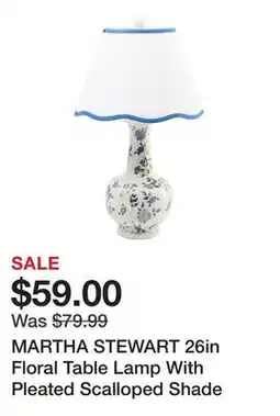 Marshalls MARTHA STEWART 26in Floral Table Lamp With Pleated Scalloped Shade offer