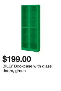 Ikea BILLY Bookcase with glass doors, green offer