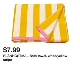 Ikea SLÅNHÖSTMAL Bath towel, white/yellow stripe offer