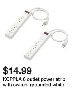 Ikea KOPPLA 6 outlet power strip with switch, grounded white offer