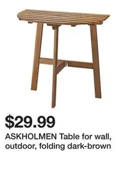 Ikea ASKHOLMEN Table for wall, outdoor, folding dark-brown offer