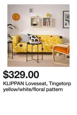 Ikea KLIPPAN Loveseat, Tingetorp yellow/white/floral pattern offer