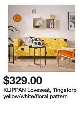 Ikea KLIPPAN Loveseat, Tingetorp yellow/white/floral pattern offer