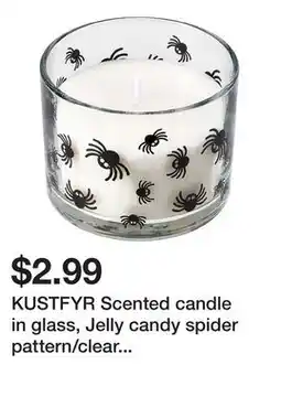 Ikea KUSTFYR Scented candle in glass, Jelly candy spider pattern/clear glass offer