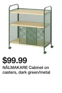 Ikea NÅLMAKARE Cabinet on casters, dark green/metal offer