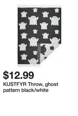 Ikea KUSTFYR Throw, ghost pattern black/white offer