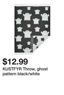 Ikea KUSTFYR Throw, ghost pattern black/white offer