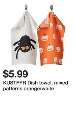 Ikea KUSTFYR Dish towel, mixed patterns orange/white offer