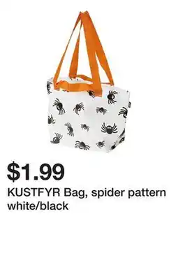 Ikea KUSTFYR Bag, spider pattern white/black offer