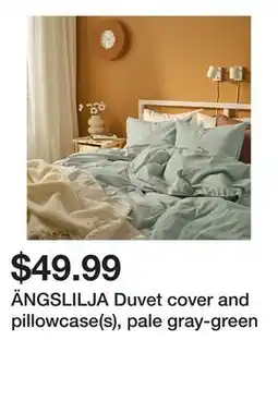 Ikea ÄNGSLILJA Duvet cover and pillowcase(s), pale gray-green offer