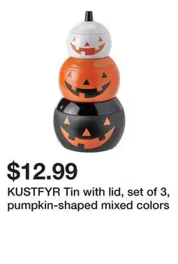 Ikea KUSTFYR Tin with lid, set of 3, pumpkin-shaped mixed colors offer